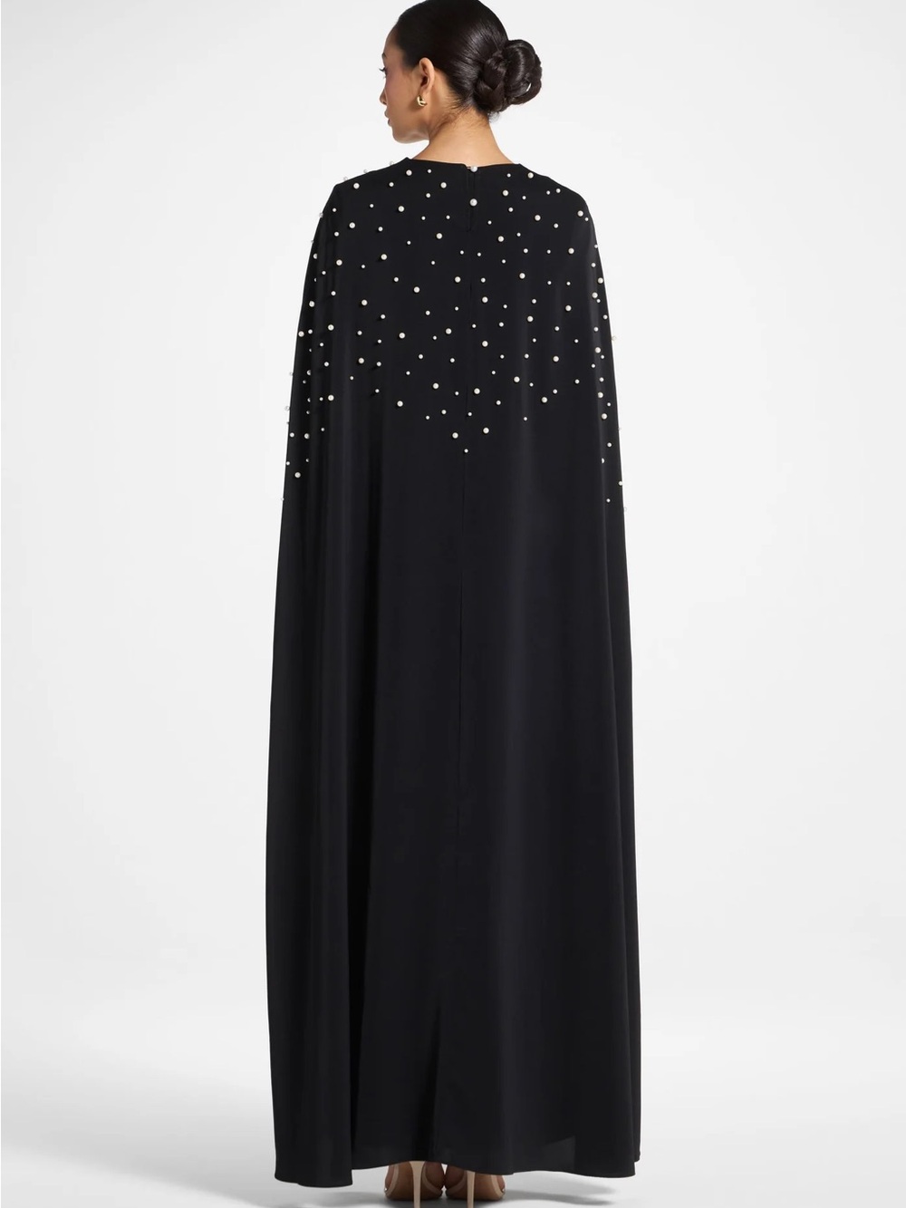 Embellished Black Cape Maxi Dress - Picture 5 of 5